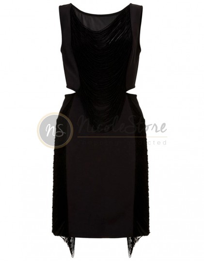 Rochie Neagra Decupata in Talie LC22430 